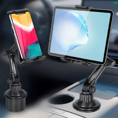 Support Tablette Voiture CupGrip Pro™ - Fixation Robuste Court Universel