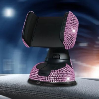 Support téléphone voiture CrystalGrip™ - Accessoire automobile de luxe rose